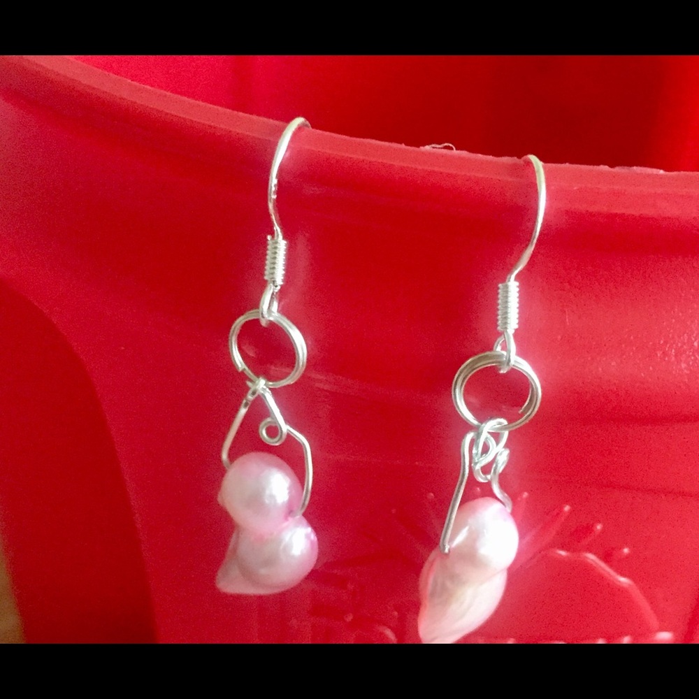Baroque Pink Pearls Earrings